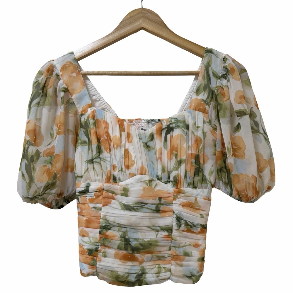 Abercrombie & Fitch Womens Emerson‎ Floral Smocked Blouse Top Size XS Bloomcore